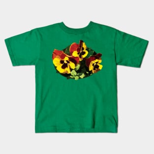 Yellow Bronze Pansies Kids T-Shirt